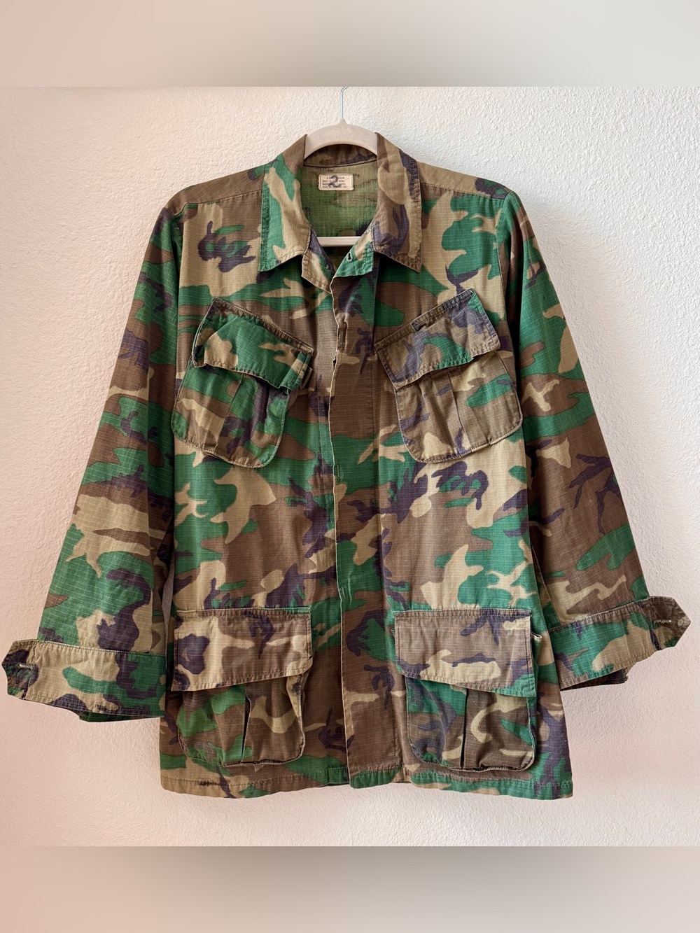 Vintage Camouflage Utility Army Jacket - Green/Brown Camo